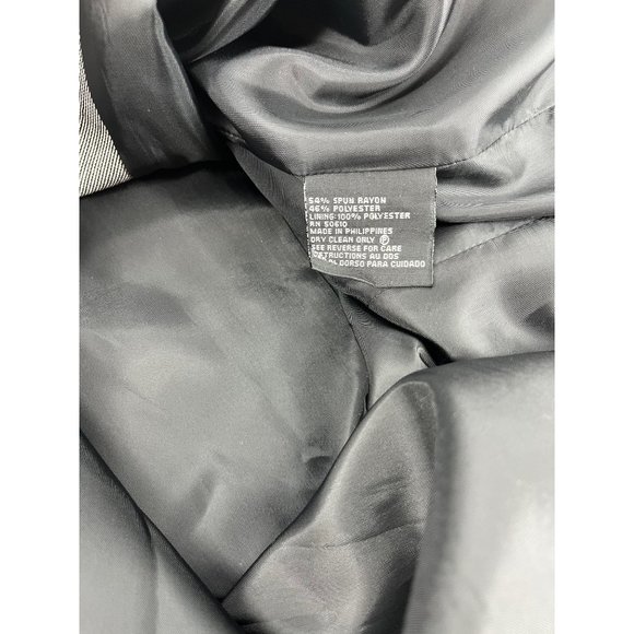 Le Suit pant suit 14 black white button front lined shoulders pads straight leg - Picture 9 of 14